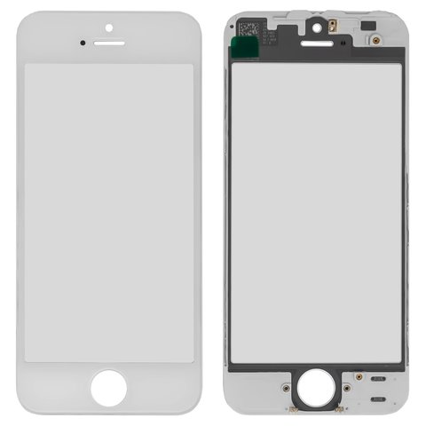 Скло корпуса для iPhone 5S, iPhone SE, з рамкою, з ОСА плівкою, біле
