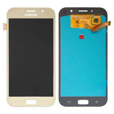 Дисплей для Samsung A720 Galaxy A7 2017 , золотистий, без рамки, High Copy, OLED 