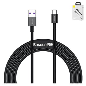 USB кабель Baseus Superior, USB тип C, USB тип A, 200 см, 66 Вт, 6 А, черный, силиконовый, #CATYS A01