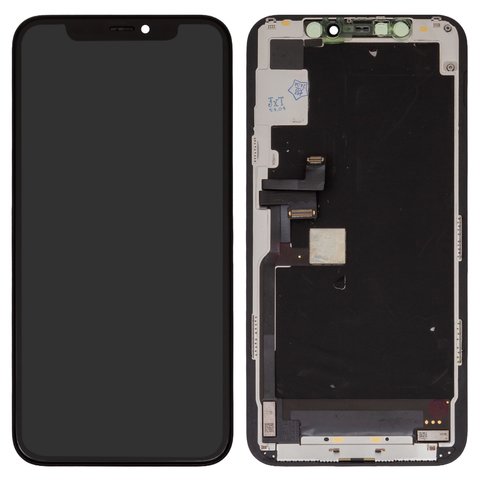Дисплей для iPhone 11 Pro, черный, с рамкой, Оригинал переклеено стекло , с пластиками камеры и датчика приближения