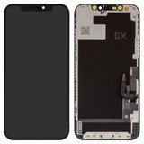 Дисплей для iPhone 12, iPhone 12 Pro, черный, с рамкой, High Copy, без микросхемы, (OLED), GX OEM hard