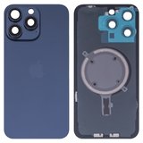 Задня панель корпуса для iPhone 15 Pro Max, синя, із склом камери, High Copy