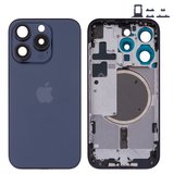 Корпус для iPhone 15 Pro, синій, з тримачем SIM-карти, з боковими кнопками, Original (PRC), EU Version, blue titanium