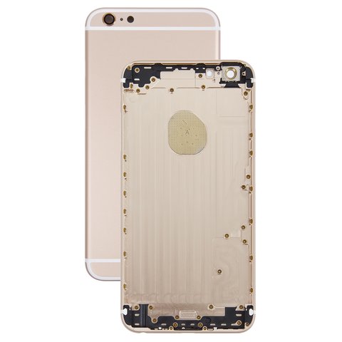 Housing compatible with iPhone 6 Plus, golden, with SIM card holders, with side buttons 