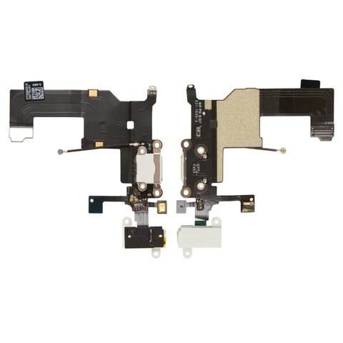 Cable flex puede usarse con iPhone 5, del conector de carga, del conector de auriculares, blanco, con micrófono, con componentes