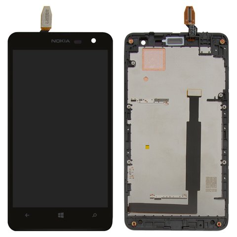 LCD compatible with Nokia 625 Lumia, black, with frame 