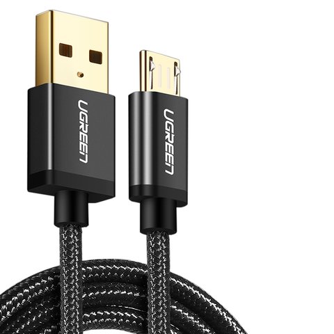 USB Cable UGREEN, USB type A, micro USB type B, 100 cm, 2 A, black 