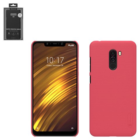 Case Nillkin Super Frosted Shield compatible with Xiaomi Pocophone F1, red, with support, matt, plastic, M1805E10A  #6902048163591