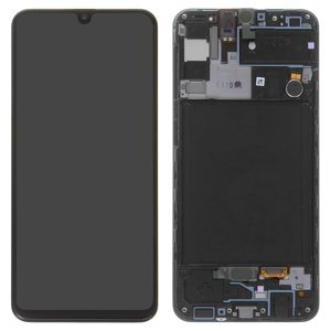 LCD compatible with Samsung A307 Galaxy A30s, black, with frame, Original PRC  