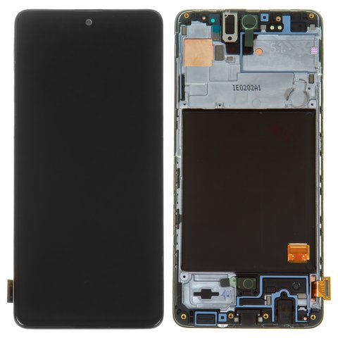 LCD compatible with Samsung A515 Galaxy A51, black, with frame, original change glass 