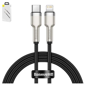Cable USB Baseus Cafule Series Metal, USB tipo C, Lightning, 100 cm, 20 W, negro, con revestimiento de nylon, #CATLJK A01
