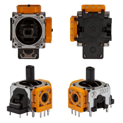 3D Joystick Mechanism compatible with Sony PlayStation 5, 3 pin, yellow, 2.3 KOhm 