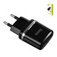 Mains Charger Hoco C12, (12 W, black, without cable, 2 outputs) #6957531063094