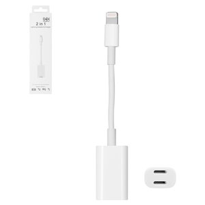 Adapter, Lightning to Dual Lightning 2 in1, doesn't support microphone , Lightning, white, service pack box 