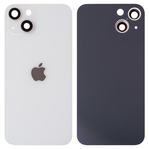 Housing Back Cover compatible with iPhone 13, white, with camera lens, small hole 