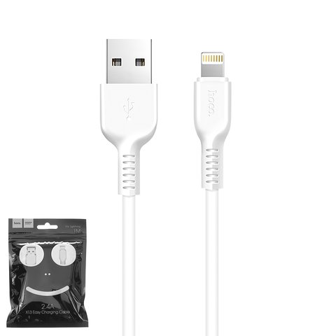 USB дата кабель Hoco X13, USB тип A, Lightning для Apple, 100 см, 2,4 А, білий