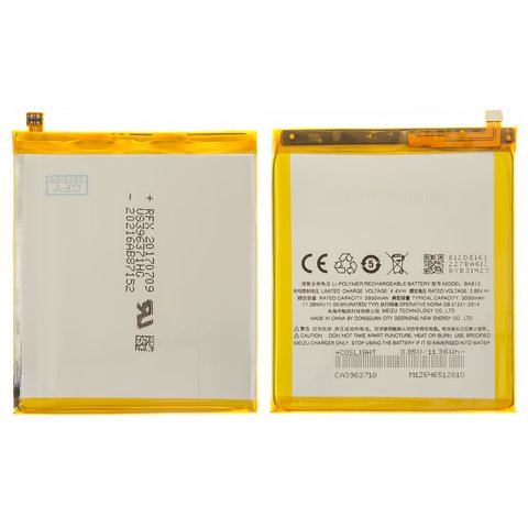 Battery BA612 compatible with Meizu M5s, Li Polymer, 3.85 V, 3000 mAh, Original PRC  