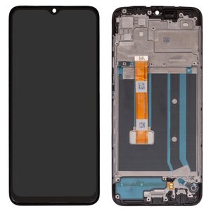 LCD compatible with Oppo A15, A15s, black, with frame, Original PRC , CPH2185, CPH2179, FPC HTF065H093 