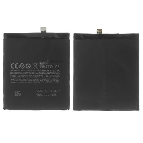 Batería BT66 puede usarse con Meizu Pro 6 Plus, Li Polymer, 3.85 V, 3400 mAh
