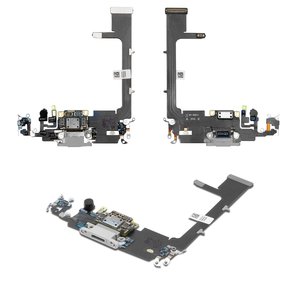 Cable flex puede usarse con iPhone 11 Pro, del conector de carga, del conector de auriculares, plateado, con micrófono, con componentes, Original PRC 