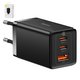 Adaptador de red Baseus GaN5 Pro, 65 W, Quick Charge, negro, con cable USB tipo C - USB tipo C, 3 puertos, #CCGP120201