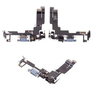 Cable flex puede usarse con iPhone 14, del conector de carga, azul, con micrófono, con componentes, Original PRC 