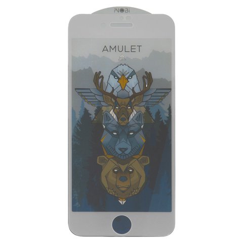 Vidrio de protección templado iNobi Amulet puede usarse con Apple iPhone 7, iPhone 8, iPhone SE 2020, Full Glue, Anti Static, blanco, capa de adhesivo se extiende sobre toda la superficie del vidrio