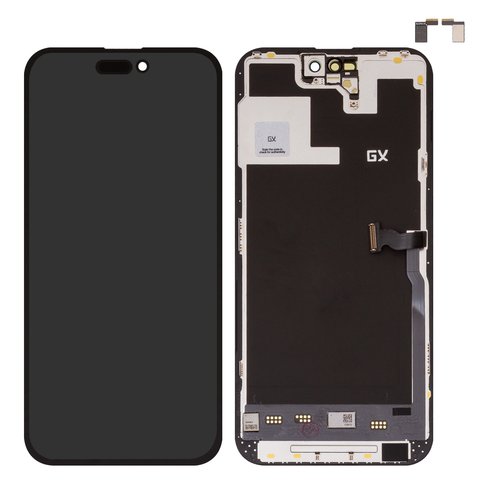 Pantalla LCD puede usarse con iPhone 14 Pro Max, negro, con marco, HC, sin microchip, AMOLED , GX OEM soft, 120Hz