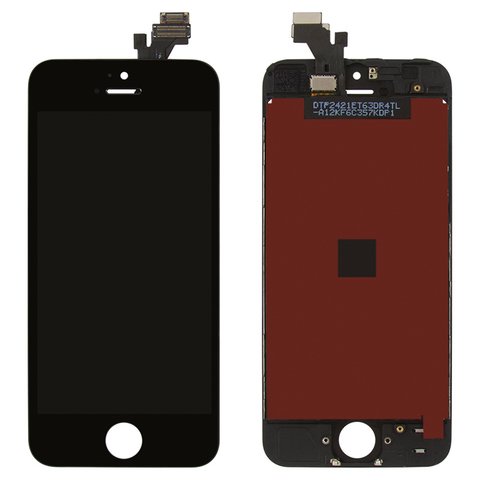 Дисплей  iPhone 5, чорний, копія, із сенсорним екраном, з рамкою4