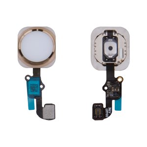 Шлейф для iPhone 6S, iPhone 6S Plus, кнопки Home, золотистий, з пластиком