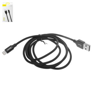 USB кабель Baseus Yiven, USB тип A, Lightning, 120 см, 2 A, чорний, в нейлоновому обплетенні, #CALYW 01