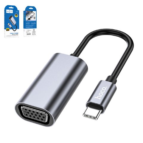Адаптер Hoco UA21, для проектора, для монитора, VGA, USB тип C, серый, #6931474784100