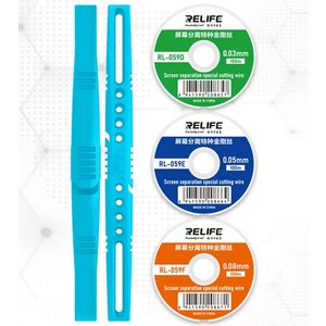 Струна для отклеивания стекла RELIFE RL 059 Plus, 0,08 мм, 0,05 мм, 0,03 мм, 100 м, 5 in 1