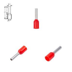 Наконечник VE1008, трубчастий, ізольований, червоний, 10 шт., 1 мм², 8 мм