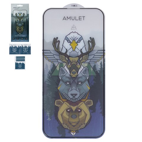 Защитное стекло iNobi Amulet для Apple iPhone 15 Plus, iPhone 16 Plus, Full Glue, Anti Static, черный, cлой клея нанесен по всей поверхности