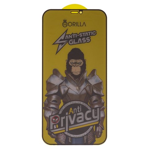 Защитное стекло для Apple iPhone 12 Pro Max, совместимо с чехлом, Full Glue, Anti Static, Anti Peeping, черный, gorilla