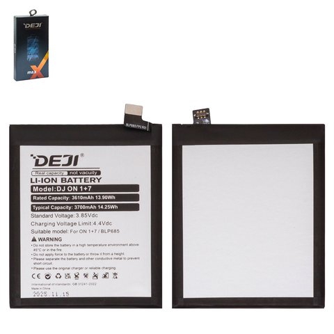 Аккумулятор Deji BLP685 для OnePlus 6T, 7, Li ion, 3,85 B, 3700 мАч