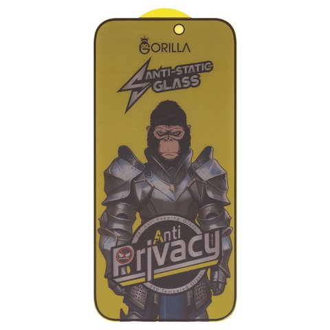 Защитное стекло Gorilla для Apple iPhone 17 Pro Max, совместимо с чехлом, Full Glue, Anti Static, Anti Peeping, черный