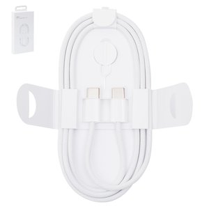 USB кабель, 2xUSB тип C, 100 см, 60 Вт, белый, в нейлоновой оплетке, box 